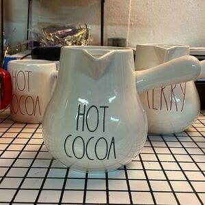 🌎Rae Dunn “HOT COCOA” White Black Lettering Hot Chocolate Pot (G7)